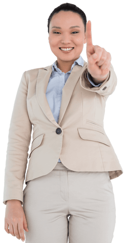 smiling asian businesswoman pointing confidently on transparent background - Download Free Stock Videos Pikwizard.com