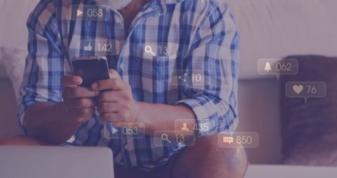 African American Man Engaging with Social Media Icons - Download Free Stock Images Pikwizard.com