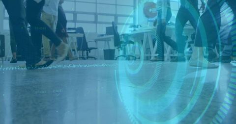 Dynamic corporate workflow in modern open-plan office