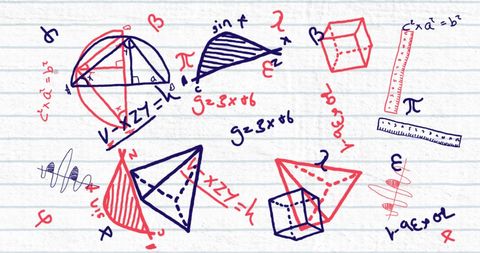 Mathematical Equations and Geometry Schemes on Lined Notebook - Download Free Stock Images Pikwizard.com