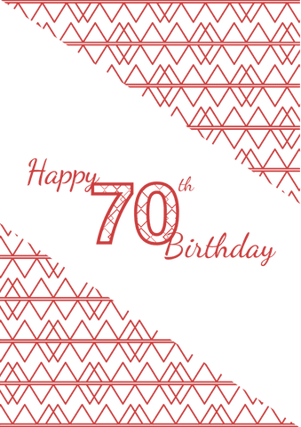Red happy 70th birthday text on transparent background