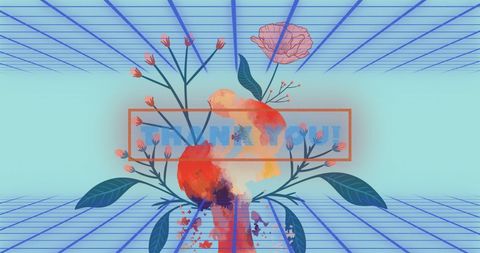 Digital Floral Thank You Concept on Futuristic Background