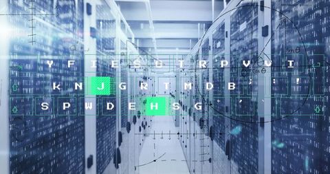 Digital interface technology with letter overlay on data servers