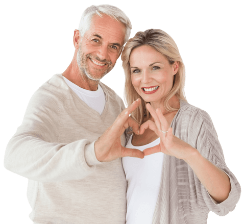 Elderly couple transparent background love gesture