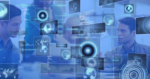 Futuristic Corporate Innovation with Technology Screens - Download Free Stock Images Pikwizard.com
