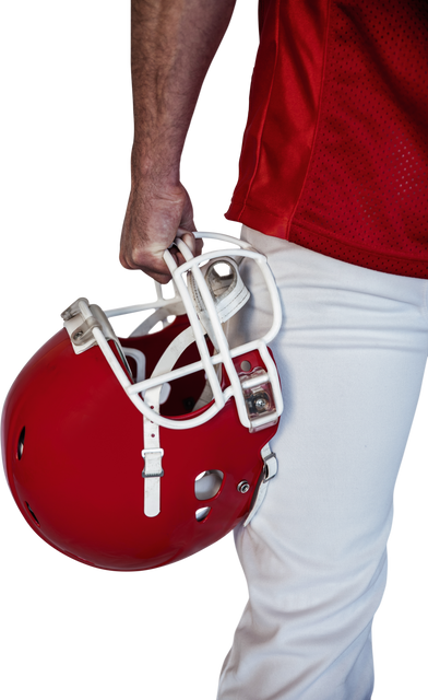 Transparent View of Rugby Player Midsection Holding Red Helmet - Download Free Stock Videos Pikwizard.com