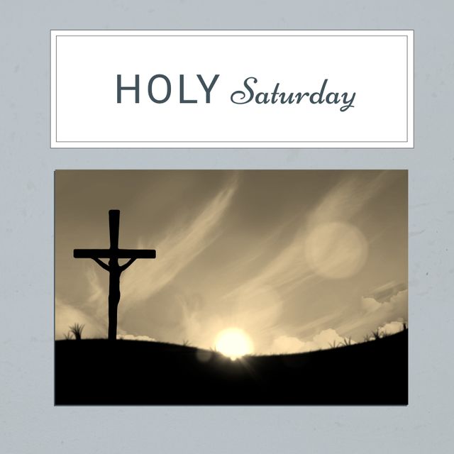 Silhouette Crucifix at Sunset Commemorating Holy Saturday - Download Free Stock Templates Pikwizard.com