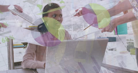 Busy Business Environment with Financial Data Overlay