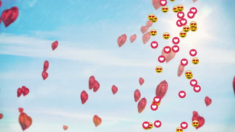 Floating Red Balloons with Social Media Icons Animation