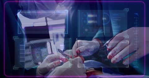 Surgeons utilizing ar technology for precision operation in modern operating room