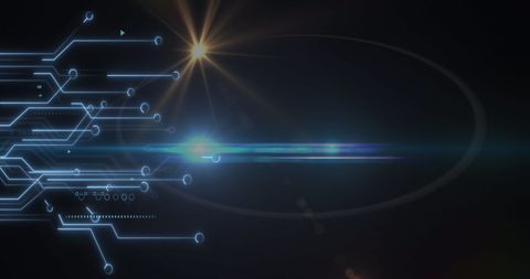 futuristic circuit line connections with glowing flare design - Download Free Stock Images Pikwizard.com