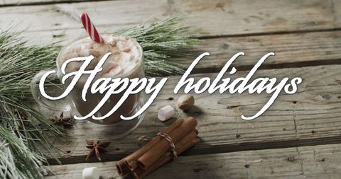 Festive Hot Chocolate with Cinnamon Sticks and Holiday Branches - Download Free Stock Images Pikwizard.com