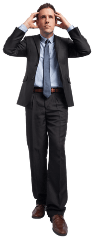 Transparent Businessman Looking Stressed with Hands on Head