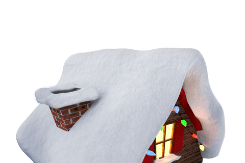 Transparent Christmas House Topped with Snow and Fairy Lights