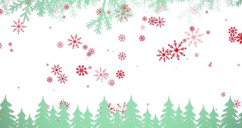 Falling Snowflakes Over Christmas Trees Winter Wonderland