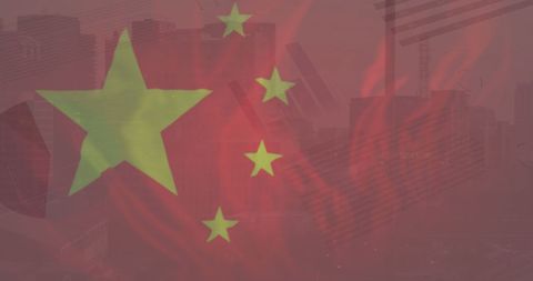 Chinese Flag Overlaying Urban Cityscape with Financial Data - Download Free Stock Images Pikwizard.com