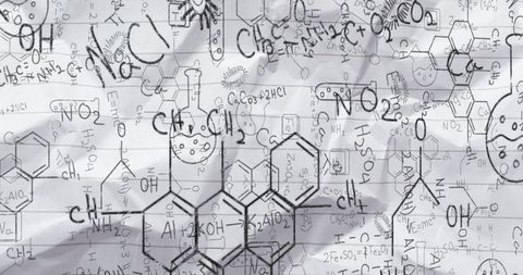 Scientific Notations: Chemical Structural Formulae Drawn on Paper - Download Free Stock Images Pikwizard.com