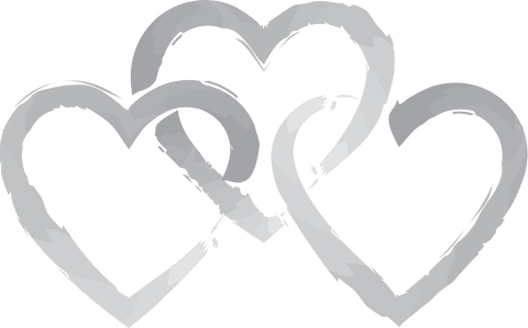 Intertwined grey hearts on transparent background for romantic themes