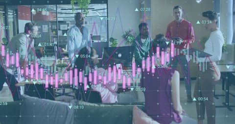 Diverse Team Collaborating on Data Analytics Vision