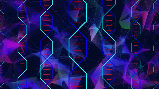 This digital artwork features striking color combinations and futuristic circuit-like patterns set against a backdrop of geometric shapes in vivid neon hues. It is perfect for technology blogs, music visualizations, or as a dynamic backdrop in videos and digital content showcasing futuristic and abstract themes.