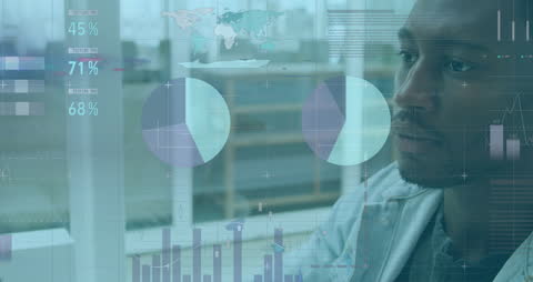 Businessman Analyzing Digital Financial Charts in Tech Office