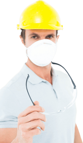 confident worker wearing hardhat and holding transparent safety glasses - Download Free Stock Videos Pikwizard.com