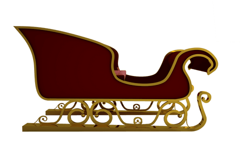 Transparent red and gold santa sleigh silhouette illustration