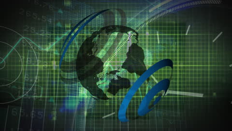 Digital Globe with Data and Clock Overlay Concept