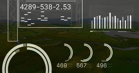 Digital Data Interface Overlay on Scenic Landscape