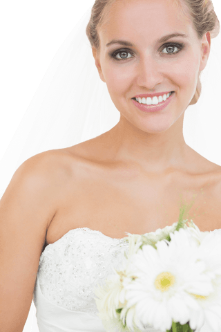 smiling bride holding wedding bouquet with transparent background - Download Free Stock Videos Pikwizard.com