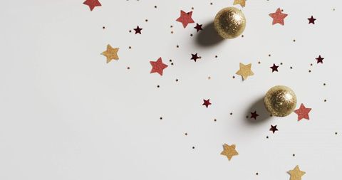 Christmas Baubles and Stars Holiday Greeting Design