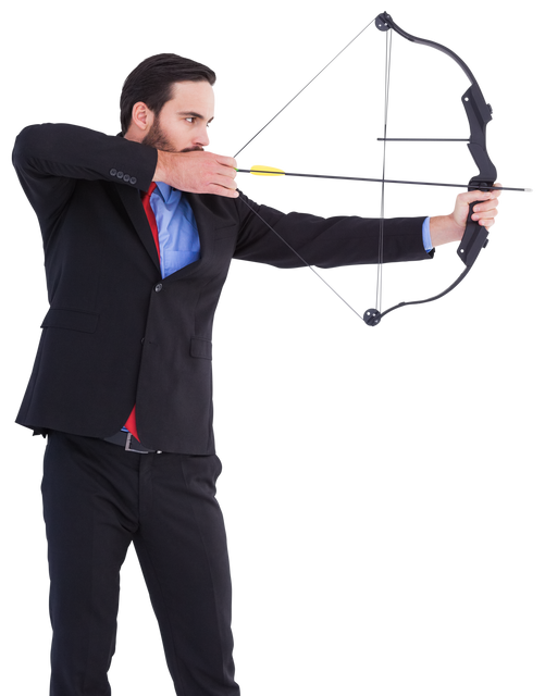 Transparent Focused Businessman Shooting Bow And Arrow - Download Free Stock Videos Pikwizard.com