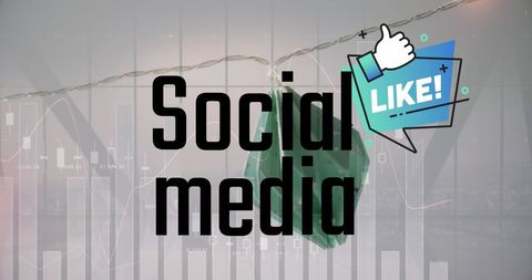 Social media popularity concept with like icon and graphs