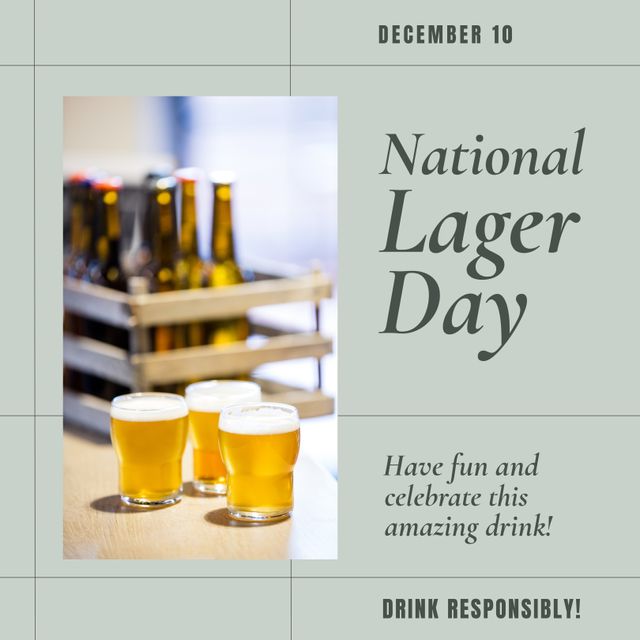 Celebration of National Lager Day with Beer Pints and Bottles - Download Free Stock Templates Pikwizard.com