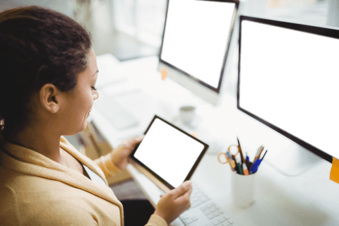 Businesswoman Using Transparent Tablet in Modern Office - Download Free Stock Videos Pikwizard.com