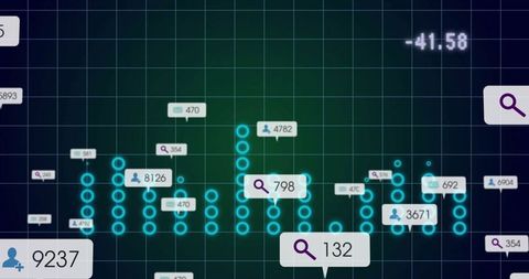 Futuristic data dashboard with glowing analytics visualization