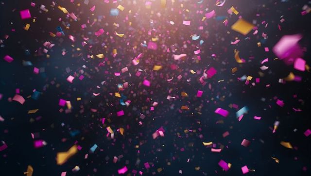 Vibrant multicolored confetti filling air with excitement