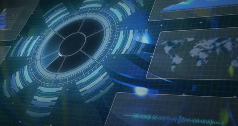 Futuristic Data Visualization with World Map Overlay