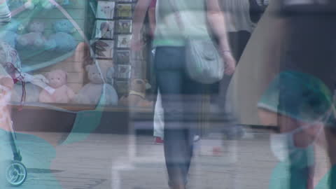 Busy Street Life with Digital Data Overlay