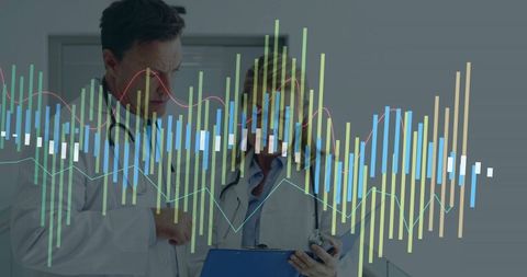 Doctors Collaborating on Patient Data Analysis in Clinical Setting