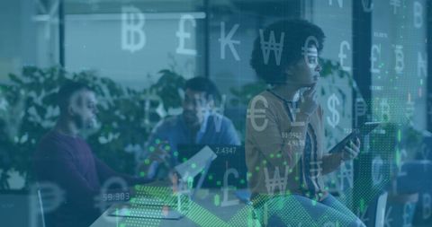 Digital Financial Analysis Meeting in Modern Office