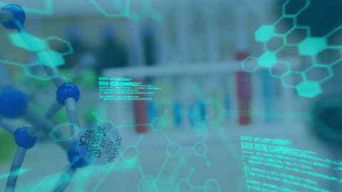 Futuristic Data Processing Overlays with Scientific Visuals