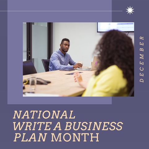Celebration of National Write a Business Plan Month in Office Meeting - Download Free Stock Templates Pikwizard.com