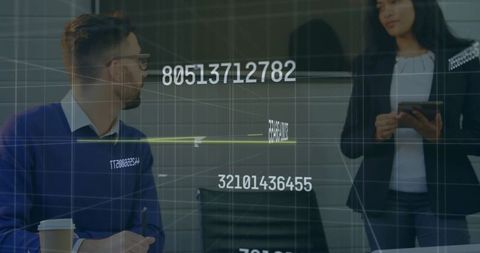 Business Professionals Discussing Data Insights and Strategies