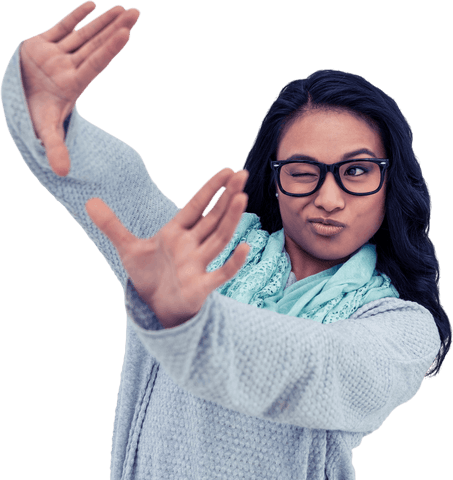 Asian Woman Making Hand Frame Gesture on Transparent Background - Download Free Stock Videos Pikwizard.com