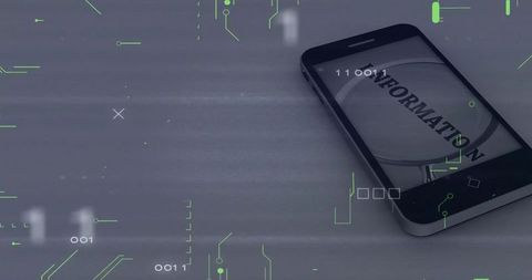 Modern Smartphone Analyzing Data with Magnifier and Digital Patterns