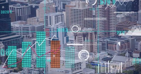 Futuristic data analytics and urban skyline collaboration