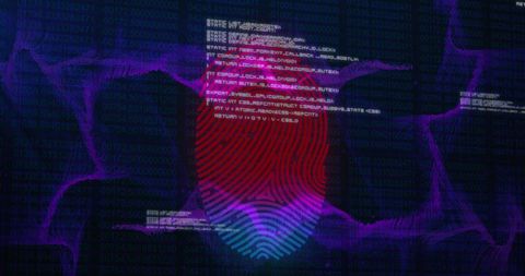 Digital Fingerprint Security Interface with Coding Display - Download Free Stock Images Pikwizard.com
