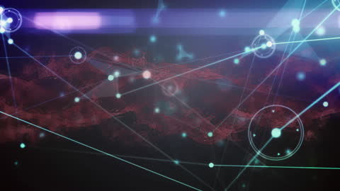 Futuristic Digital Network with Floating Lines and Dots