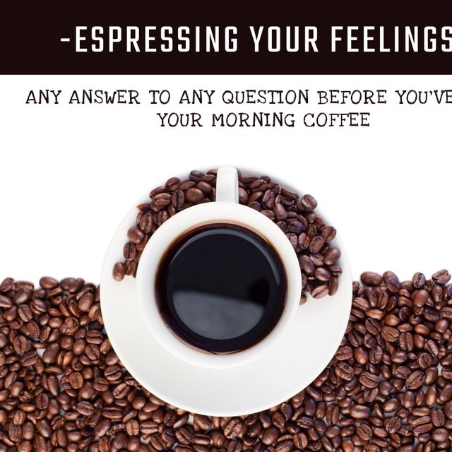 Morning Coffee Humor with Beans and Cup - Download Free Stock Templates Pikwizard.com